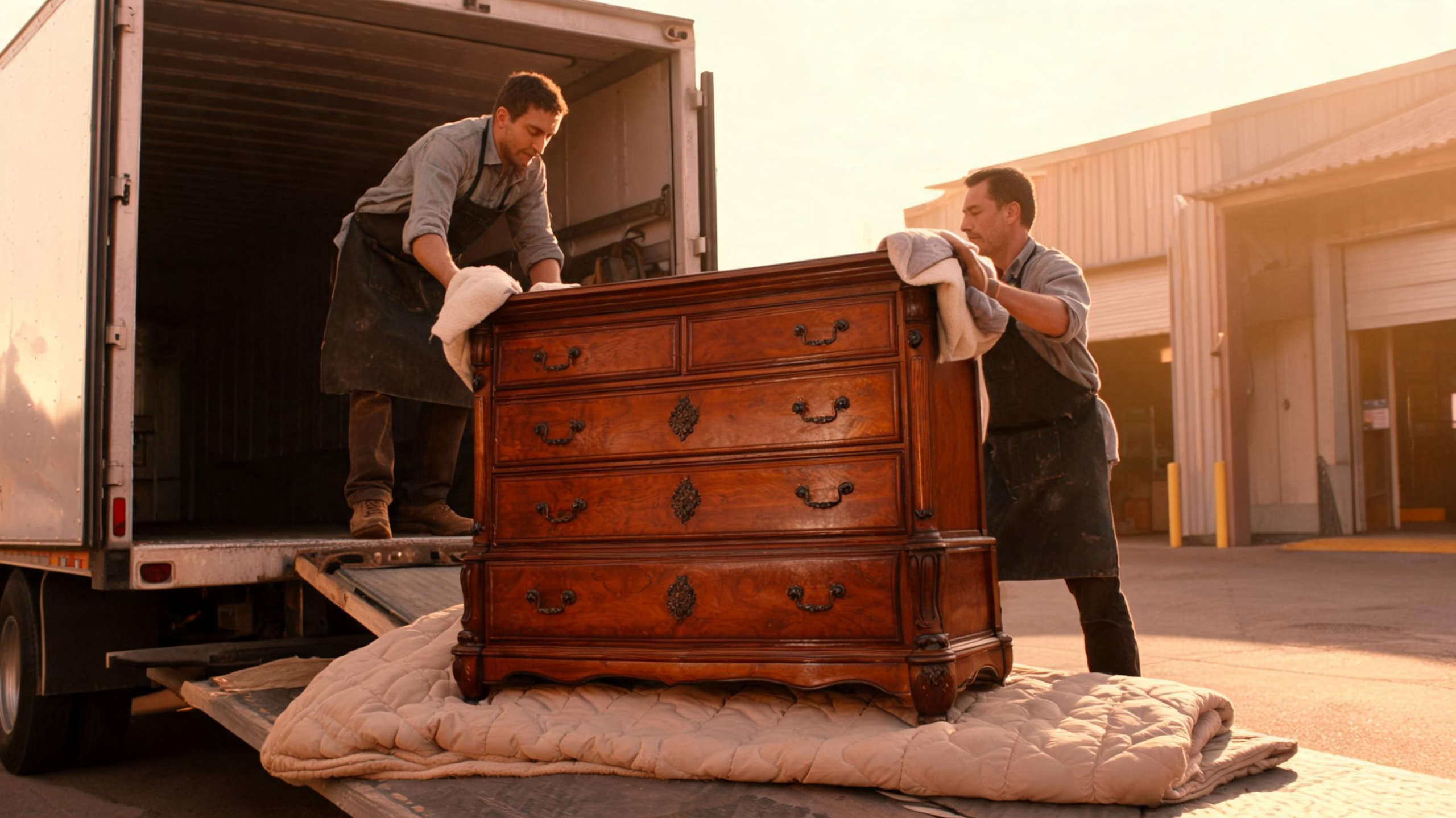 Fire-damaged furniture being restored