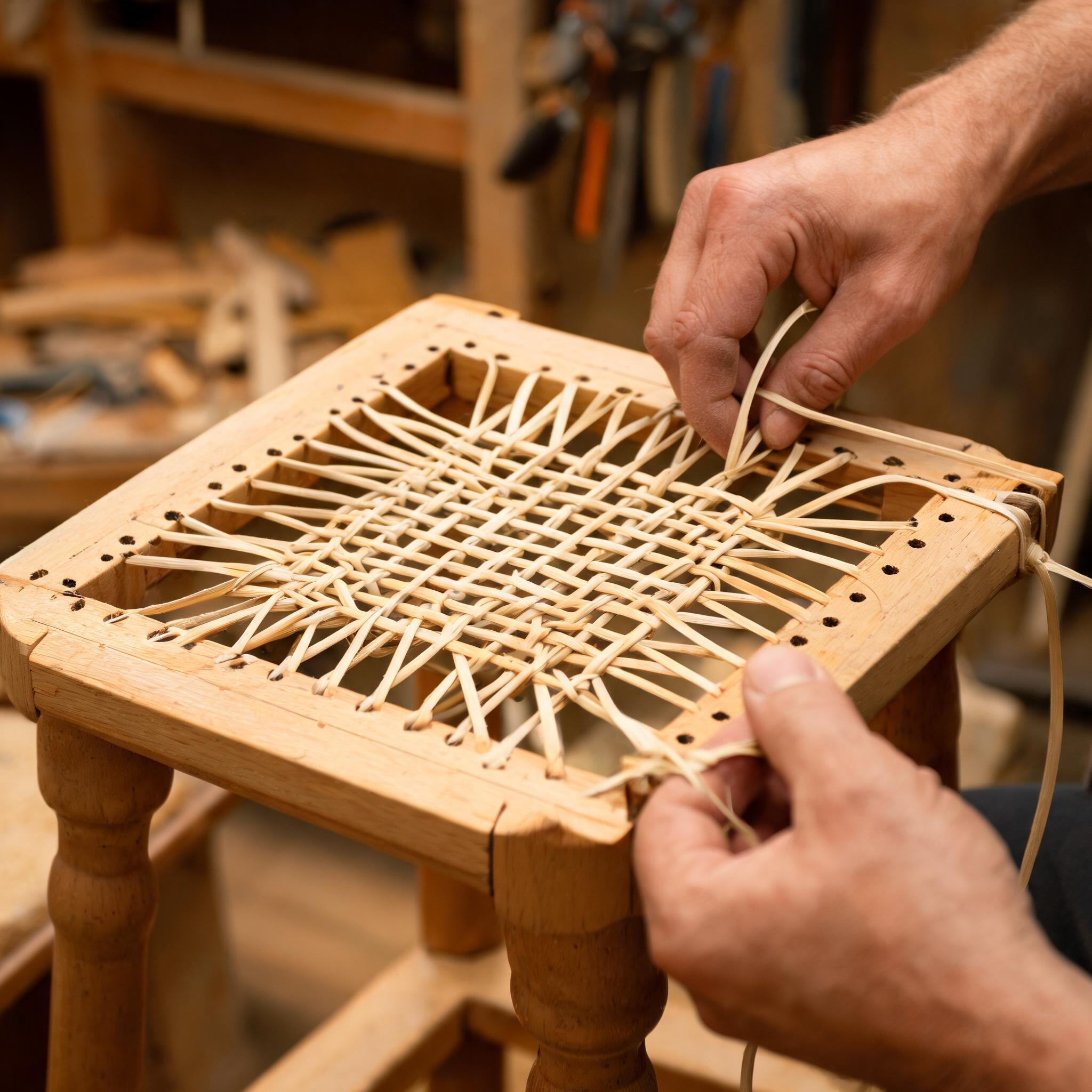 Hand-caned rocking chair at Rahn’s